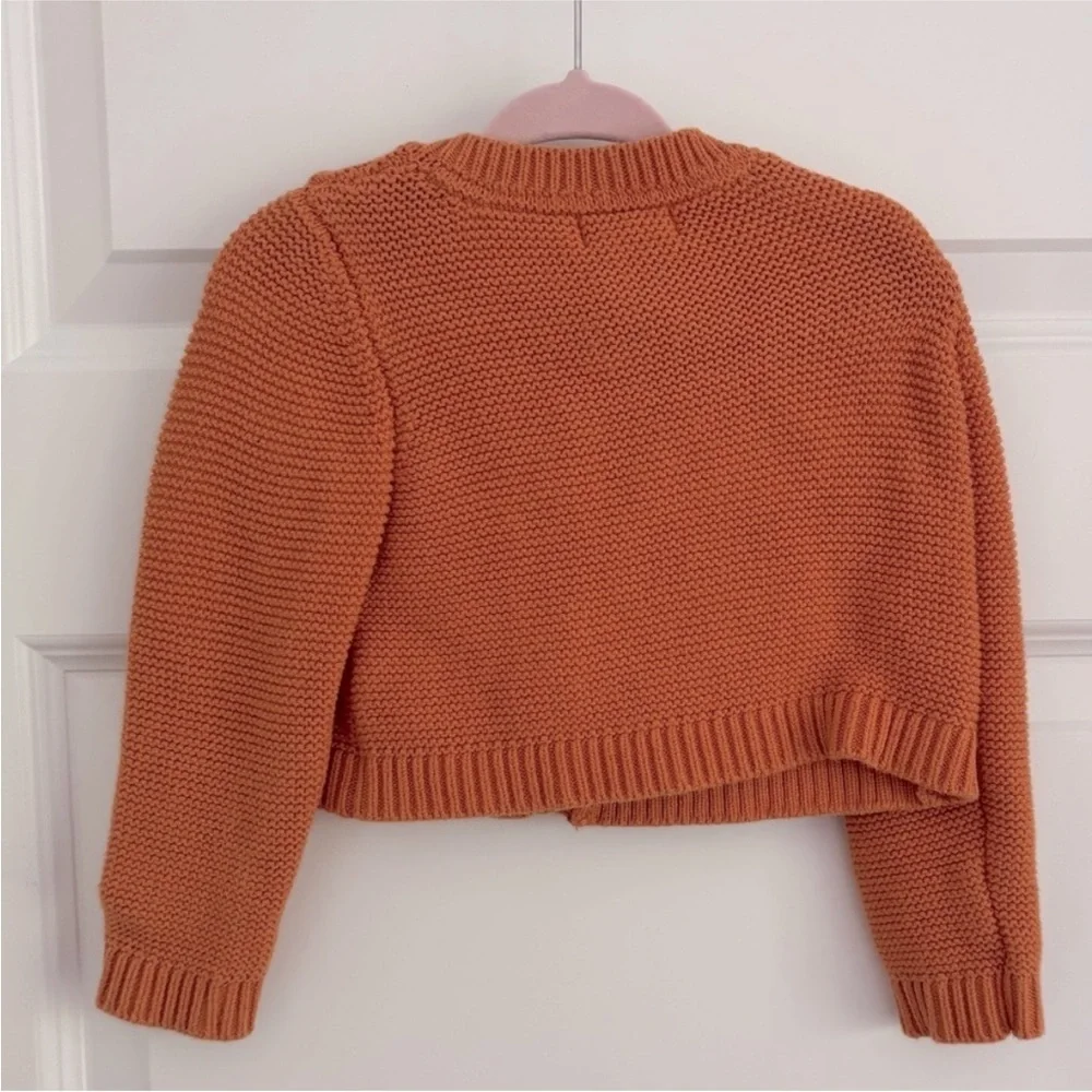 Tahari Orange Cropped Knit Cardigan